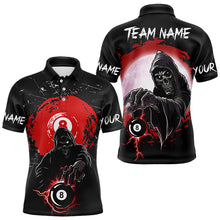 Load image into Gallery viewer, Black And Red Grunge Death Skeleton 8 Ball Billiard Shirt For Men Custom Cool Billiard Team Jersey TDM3433