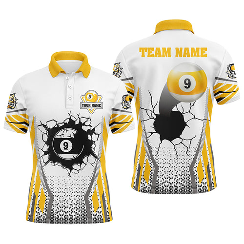 Personalized Funny 9 Ball Pool Men Billiard Polo Shirts Custom 9 Ball Billiard Jerseys Attire TDM1242