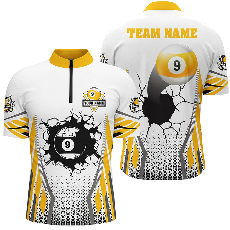 Funny 9 Ball Pool Men Billiards Quarter-Zip Shirts Custom 9 Ball Billiard Jerseys Attire TDM1242