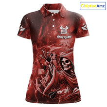 Load image into Gallery viewer, Red Grim Reaper Galaxy Dart Shirt For Women Custom Darts Jersey Pocket Option TDM6081