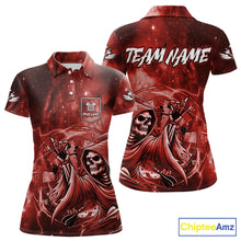 Load image into Gallery viewer, Red Grim Reaper Galaxy Dart Shirt For Women Custom Darts Jersey Pocket Option TDM6081