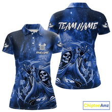 Load image into Gallery viewer, Blue Grim Reaper Galaxy Dart Shirt For Women Custom Darts Jersey Pocket Option TDM6082