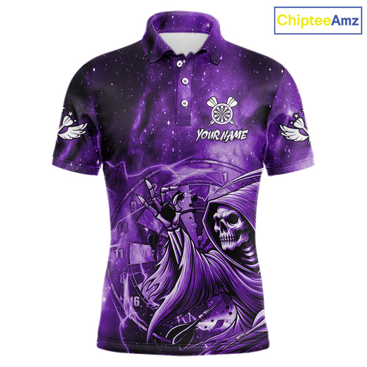 Purple Grim Reaper Dart Shirt With Pocket Option For Men Custom Darts Jersey TDM6083