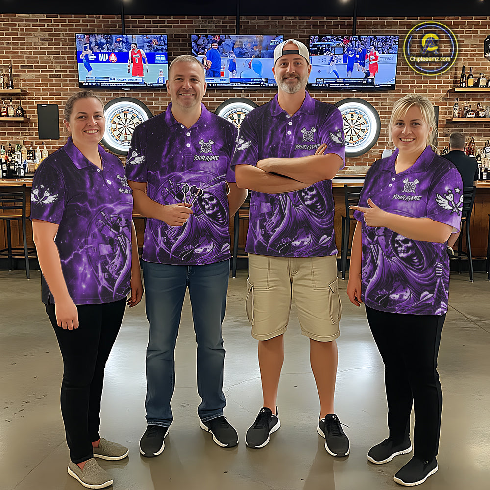Purple Grim Reaper Dart Shirt With Pocket Option For Women Custom Darts Jersey TDM6083