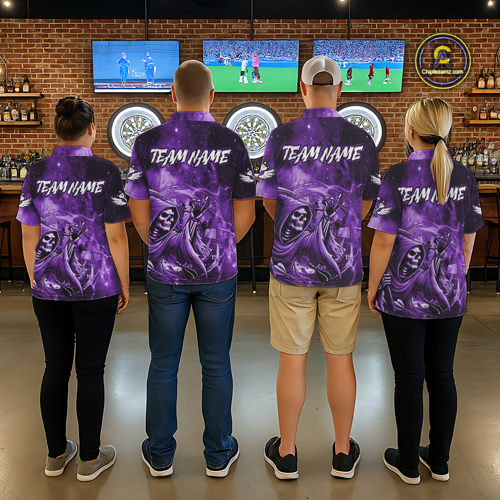 Purple Grim Reaper Dart Shirt With Pocket Option For Women Custom Darts Jersey TDM6083