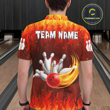 Load image into Gallery viewer, Personalized Flame Red Bowling Shirt For Men Custom Fire Bowling Team Jersey Polo &amp; 1/4 Zip TDM6089