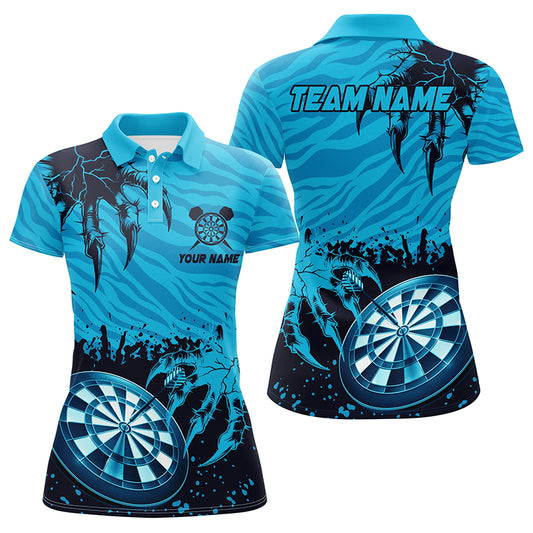 Funny Claw Dartboard Blue 3D Printed Women Darts Polo Shirts Customized Team League Darts Shirts TDM1457