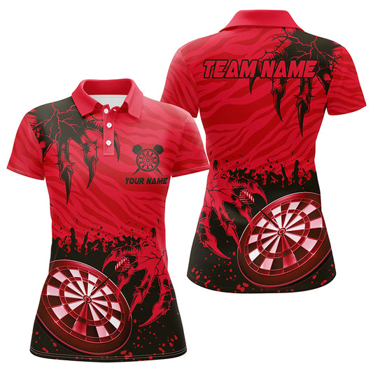 Funny Claw Dartboard Red 3D Printed Women Darts Polo Shirts Customized Team League Darts Shirts TDM1458