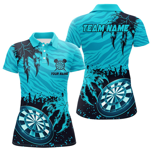 Funny Claw Dartboard Turquoise 3D Printed Women Darts Polo Shirts Custom Team League Darts Shirts TDM1459