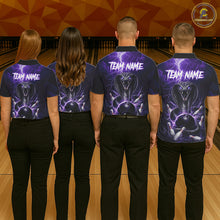 Load image into Gallery viewer, Custom Purple Lightning Cobra Snake Bowling Shirt For Women, Bowling Team Jersey Polo &amp; 1/4 Zip TDM6351