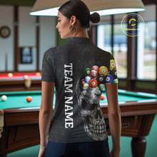 Load image into Gallery viewer, Personalized Grunge Skull Billiard Shirt For Women Custom Patriotic American Flag Pool Team Jerseys TDM4196