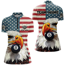 Load image into Gallery viewer, Personalized Retro US Flag Custom Eagle 8 Ball Billiard Shirts For Women, Patriotic Billiard Jerseys TDM2033