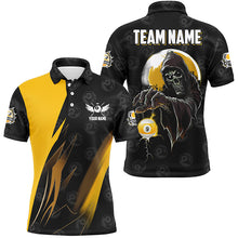 Load image into Gallery viewer, Personalized Yellow Black Grim Reaper 9 Ball Billiard Shirts For Men, 9 Ball Pool Team Jerseys TDM2503