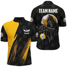 Load image into Gallery viewer, Personalized Yellow Black Grim Reaper 9 Ball Billiard Shirts For Men, 9 Ball Pool Team Jerseys TDM2503