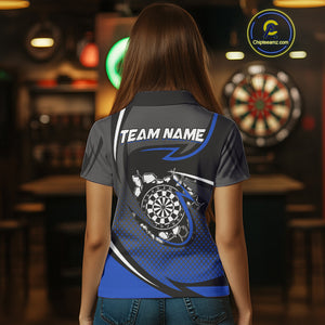 Funny Crack Dartboard Blue Darts Polo & Quarter Zip Custom Darts Shirt For Women Darts Team Jersey TDM5007