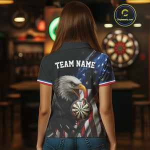 American Flag Eagle Darts Shirt For Women Custom Patriotic Darts Jersey Team Polo & Quarter Zip TDM5012