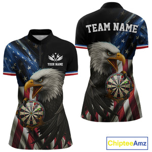 American Flag Eagle Darts Shirt For Women Custom Patriotic Darts Jersey Team Polo & Quarter Zip TDM5012