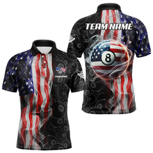 Load image into Gallery viewer, Personalized American Flag Smoke Flag Billiard Jersey, Patriotic 8 Ball Pool Billiard Team Shirts TDM3235