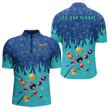 Load image into Gallery viewer, Personalized Blue And Cyan Billiard Shirts For Men Custom 3D Billiard Balls Pool Team Jerseys TDM3236