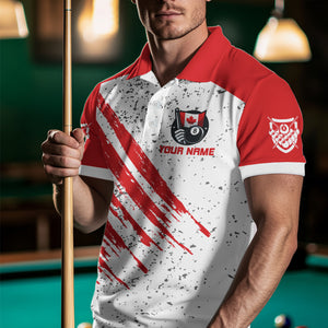 White Grunge Canada Flag Custom Billiard Shirts For Men, Patriotic Team Player Pool Jerseys TDM3435