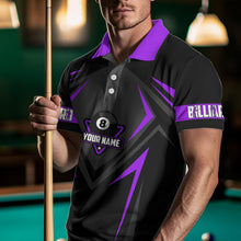 Load image into Gallery viewer, Black And Purple 8 Ball Pool Billiard Jerseys For Men Custom Polo &amp; Quarter Zip Billiard Team Shirt TDM3437