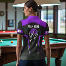 Load image into Gallery viewer, Black And Purple 8 Ball Pool Billiard Jerseys For Women Custom Polo &amp; Quarter Zip Billiard Team Shirt TDM3437