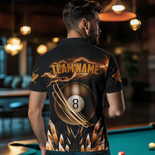 Load image into Gallery viewer, Personalized Orange Icy Lightning 8 Ball Pool Men Billiard Shirt Custom Billiard Team League Jersey TDM3438