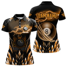 Load image into Gallery viewer, Personalized Orange Icy Lightning 8 Ball Pool Women Billiard Shirt Custom Billiard Team League Jersey TDM3438