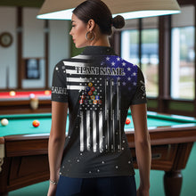 Load image into Gallery viewer, It&#39;s The Skill Custom American Flag Women Billiard Shirt Funny Billiard Jersey|Black TDM3571