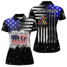 Load image into Gallery viewer, It&#39;s The Skill Custom American Flag Women Billiard Shirt Funny Billiard Jersey|Black TDM3571