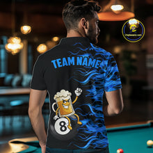 Load image into Gallery viewer, Blue Flaming Funny Beer 8 Ball Billiard Shirt For Men Custom Pool Team Jersey Polo &amp; 1/4 Zip TDM5937