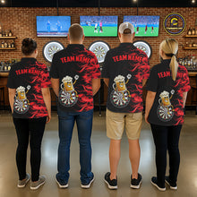 Load image into Gallery viewer, Red Flaming Dartboard Funny Beer Darts Shirt For Men Custom Darts Jersey Team Polo &amp; 1/4 Zip TDM5939