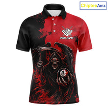 Load image into Gallery viewer, Red Grim Reaper 8 Ball Billiard Shirt For Men Custom Skull Pool Team Jersey Polo &amp; 1/4 Zip TDM6102