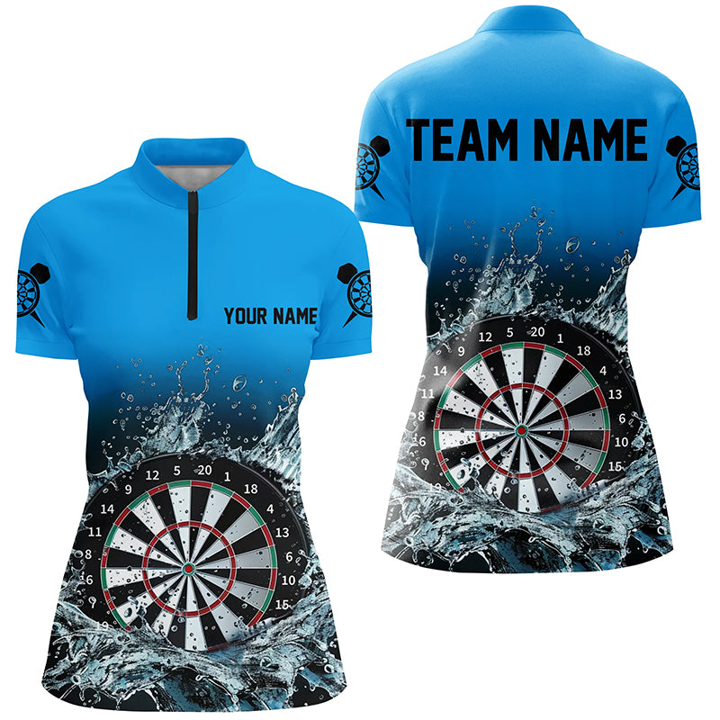 Customized Blue Darts Board In Water 3D Printed Women Darts Quarter-Zip Shirt, Darts Jersey TDM1464