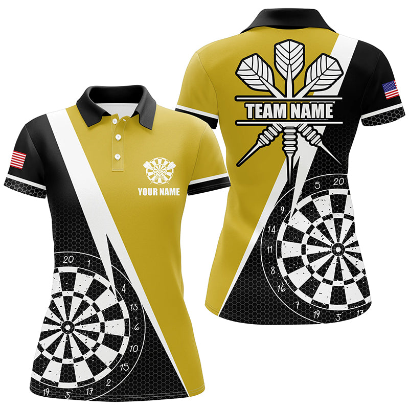 Personalized Retro Darts Board Women Darts Polo Shirts Custom Darts Team Jersey Uniform |Yellow TDM1467