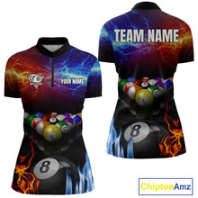 Load image into Gallery viewer, Orange And Blue Custom Lightning Women&#39;s Billiard Shirts – Billiard Pool Team Jerseys Polo &amp; 1/4 Zip TDM4014
