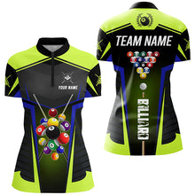 Load image into Gallery viewer, Personalized Green Neon Jerseys Billiard Balls Shirts For Women Custom 3D Pool League Shirts TDM1832