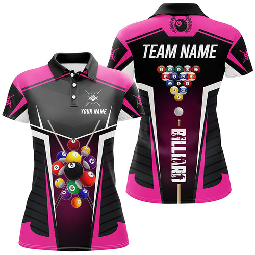 Personalized Pink Jerseys Billiard Balls Shirts For Women Custom 3D Billiard Pool League Shirts TDM1833