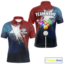 Load image into Gallery viewer, Personalized Grunge Texas Flag Billiard Shirt For Men Custom Patriotic Pool Team Jerseys TDM4201