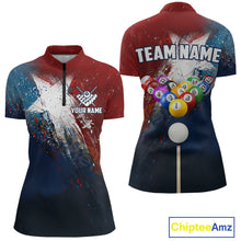 Load image into Gallery viewer, Personalized Grunge Texas Flag Billiard Shirt For Women Custom Patriotic Pool Team Jerseys TDM4201