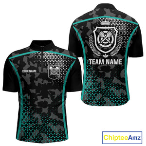 Black & Turquoise Camo Dart Shirt For Men Custom Dart Jerseys Pocket Option TDM4366