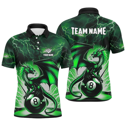 Lightning Thunder Dragon Custom Green 8 Ball Pool Shirts For Men, Billiard Team League Jerseys TDM2250