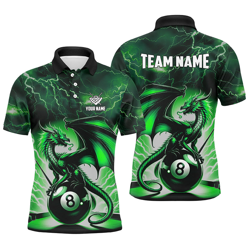 Lightning Thunder Dragon Custom Green 8 Ball Pool Shirts For Men, Billiard Team League Jerseys TDM2250