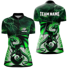 Load image into Gallery viewer, Lightning Thunder Dragon Custom Green 8 Ball Pool Shirts For Women, Billiard Team League Jerseys TDM2250