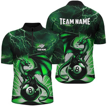 Load image into Gallery viewer, Lightning Thunder Dragon Custom Green 8 Ball Pool Shirts For Men, Billiard Team League Jerseys TDM2250