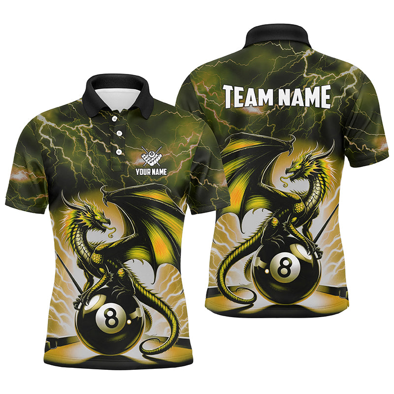 Lightning Thunder Dragon Custom Yellow 8 Ball Pool Shirts For Men, Billiard Team League Jerseys TDM2251