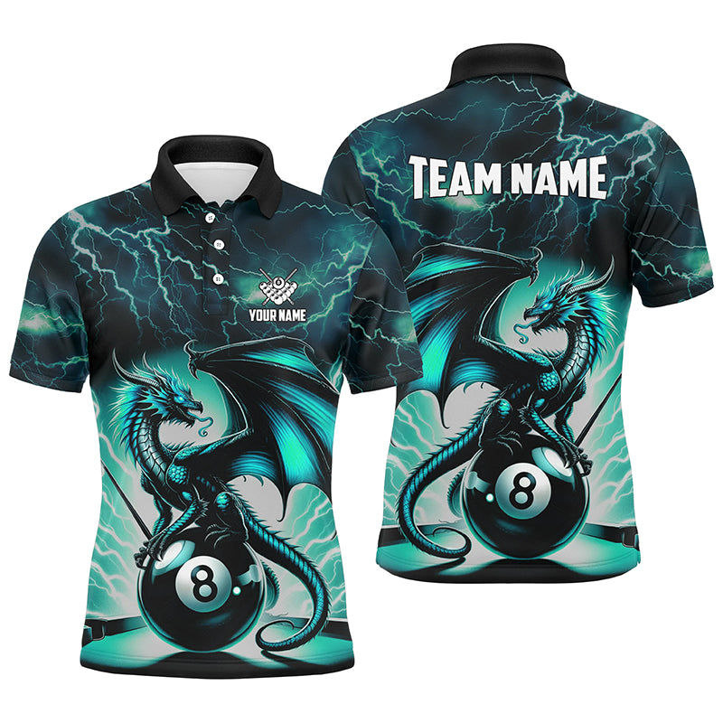 Lightning Thunder Dragon Custom Turquoise 8 Ball Pool Shirts For Men, Billiard Team League Jerseys TDM2252
