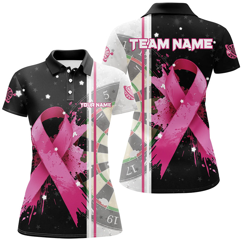 Pink Ribbon Breast Cancer Darts Shirts For Women Custom Grunge Darts Jerseys, Breast Cancer Gifts TDM2515