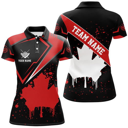 Personalized Billiard Canadian Leaf Vintage Style Women Polo Shirts Custom Canada Billiard Shirts TDM0375