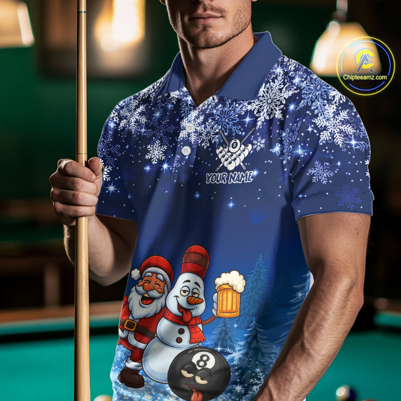 Funny Santa And Beer 8 Ball Billiard Shirts For Men Custom Christmas Gifts For Pool Players TDM5222